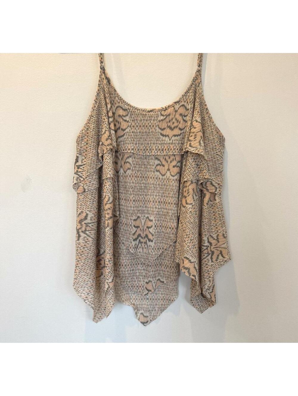 FREE PEOPLE Handkerchief Tank/Cami Women's S | P Pink Beige Boho Fairy Festival
